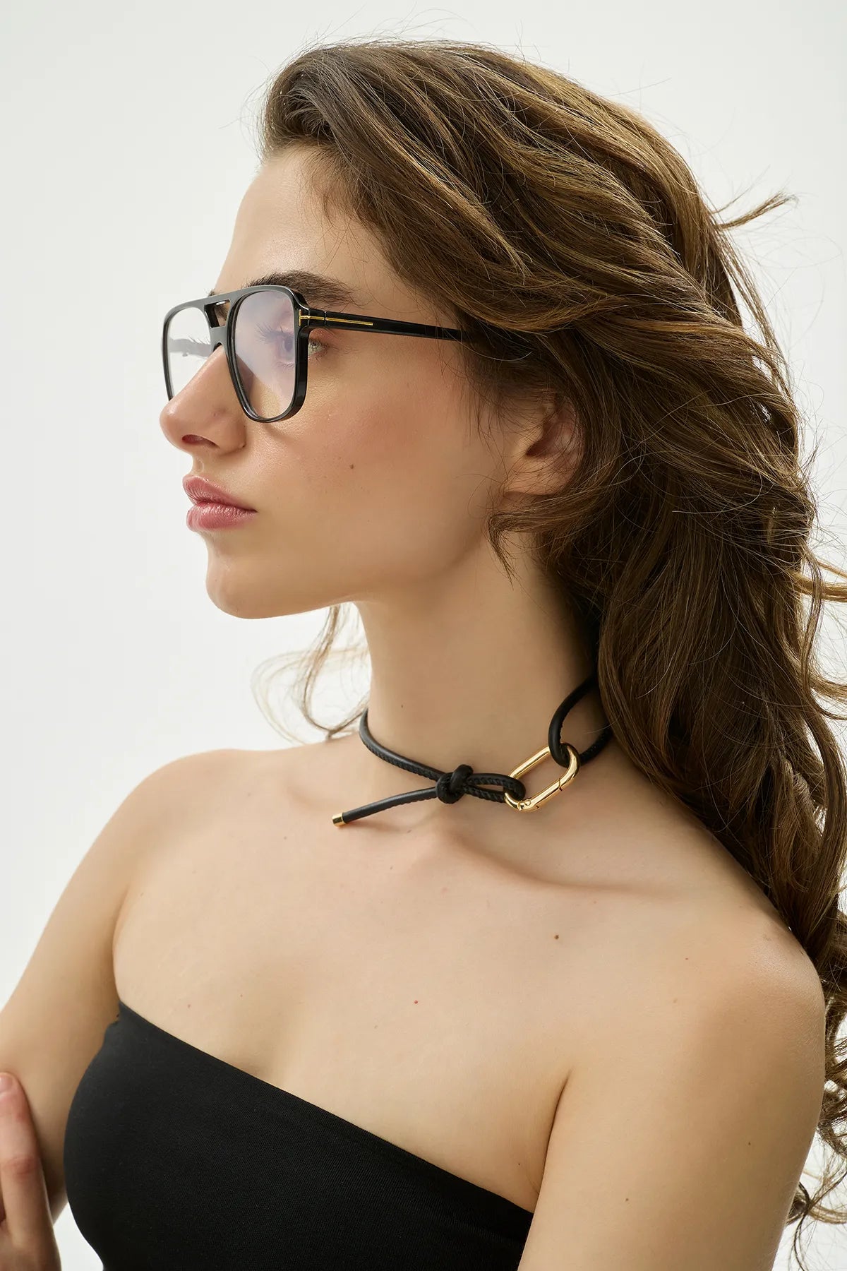 Gold/Deri  Ayarlanabilir Choker