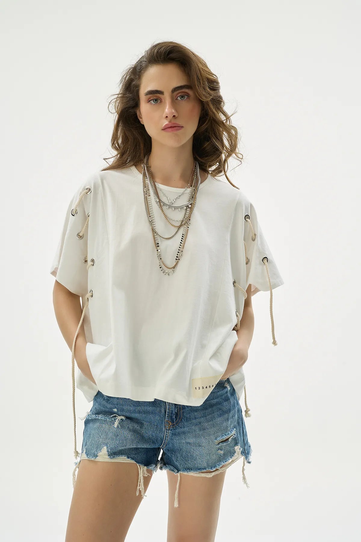 İp Detaylı Oversize Tshirt