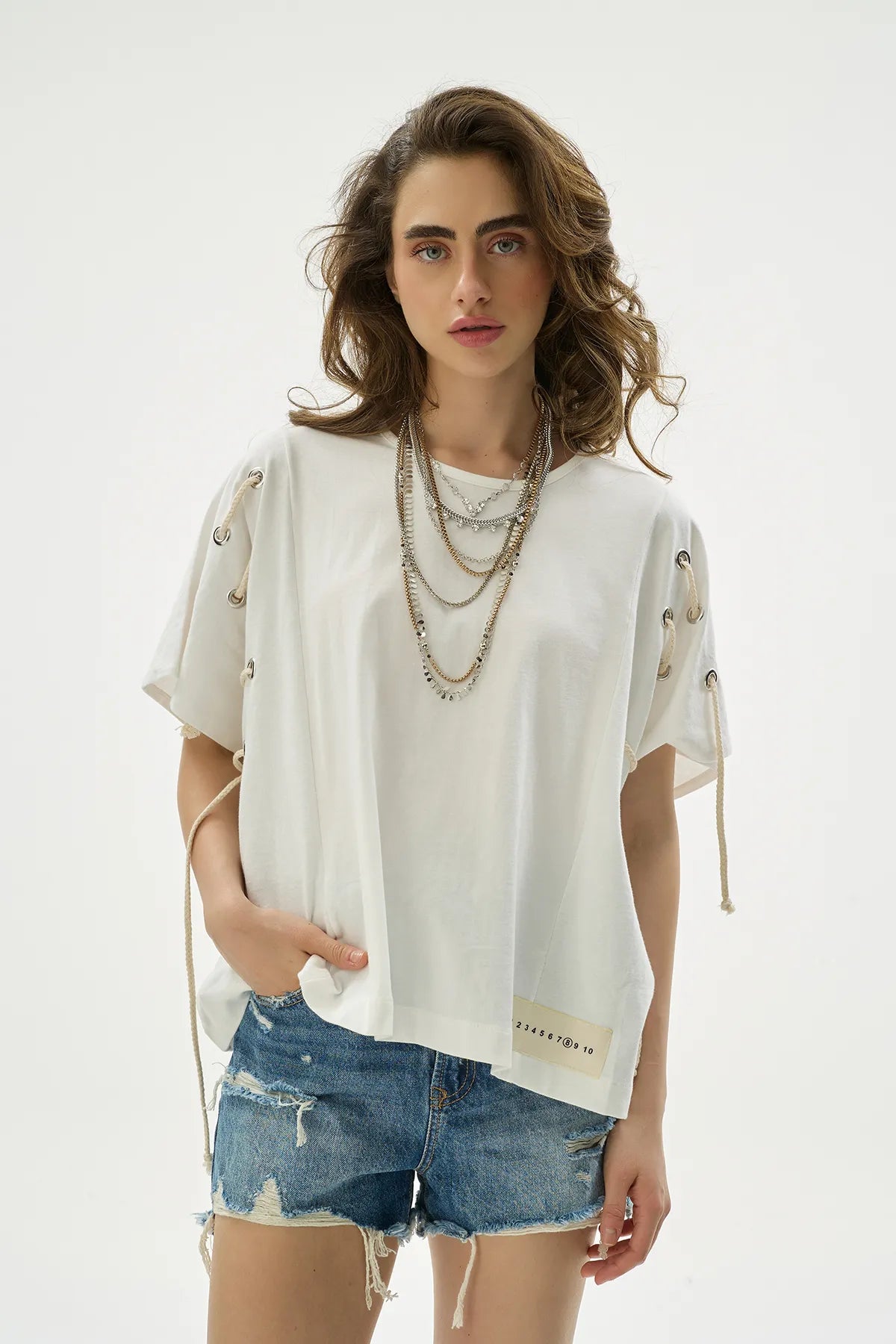İp Detaylı Oversize Tshirt-zoom-2