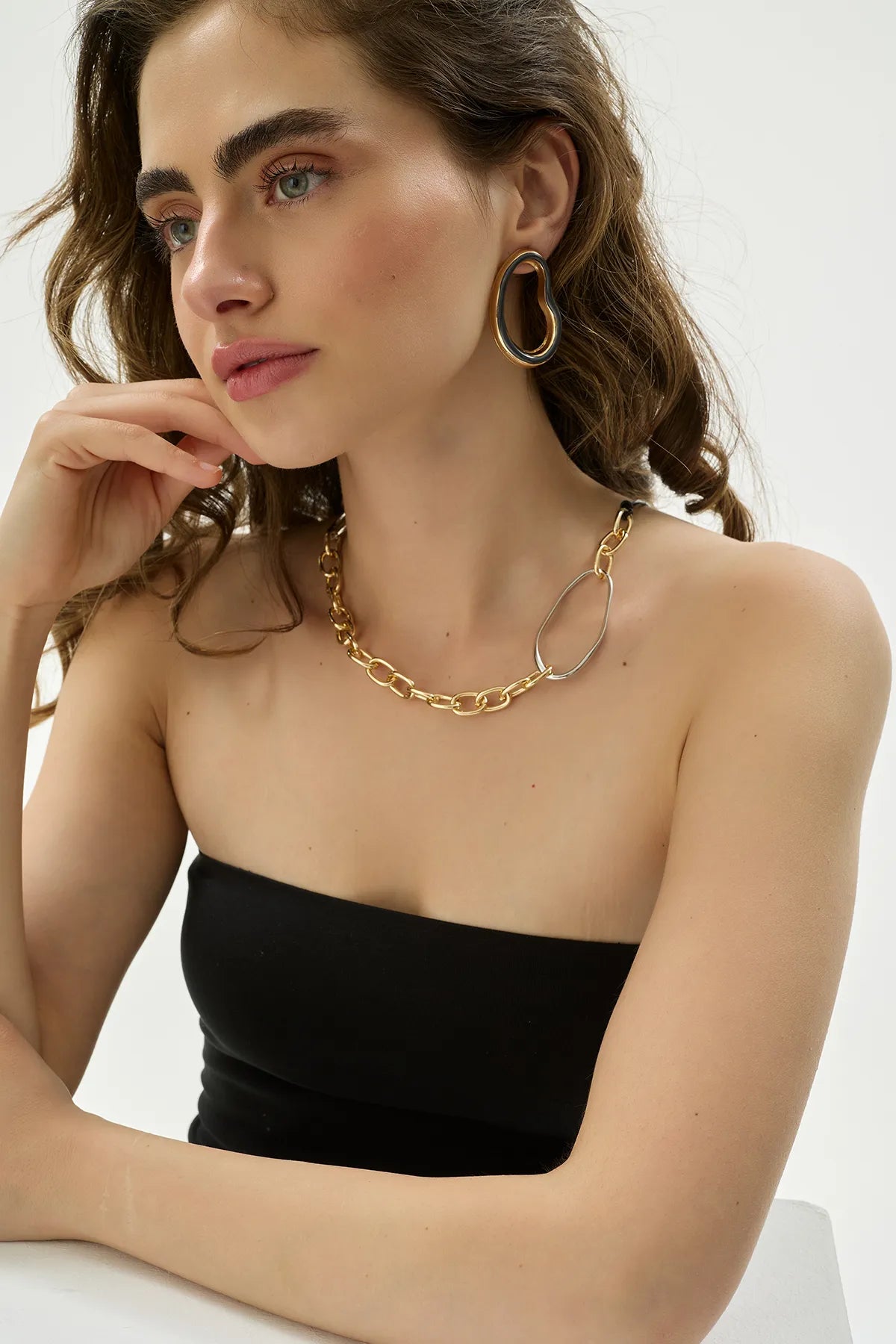 Gold / Silver / Deri  Ayarlanabilir Kolye