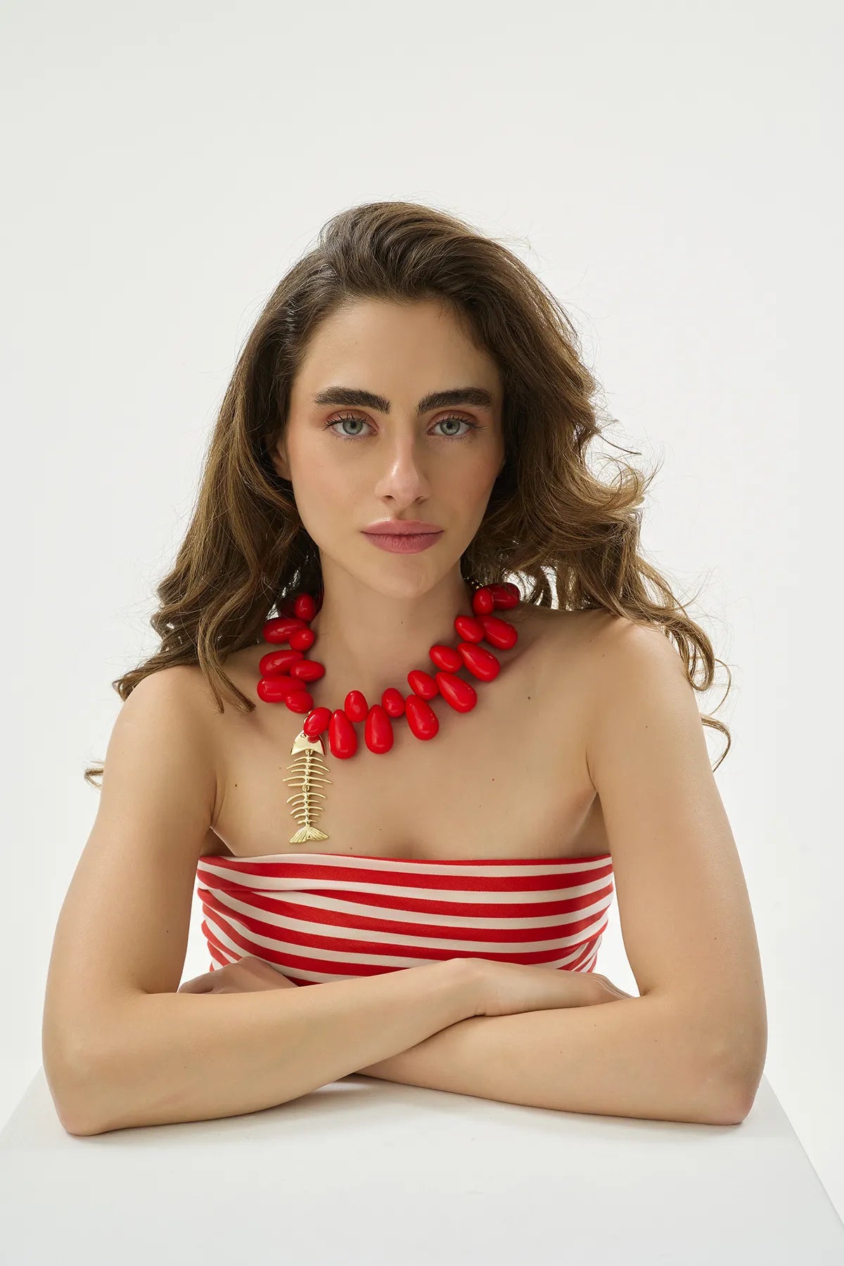 Gold/ Mercan Balık Detaylı Kolye