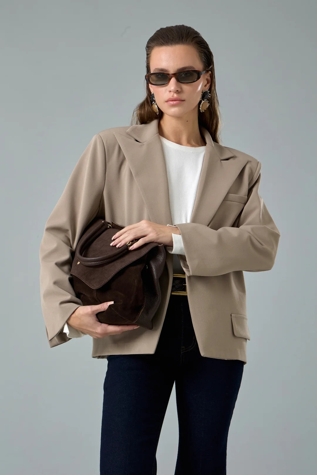 Oversize Çift Yırtmaçlı Ceket