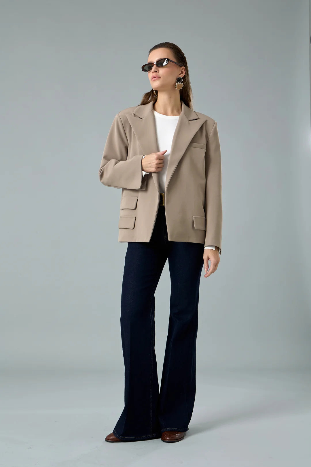 Oversize Çift Yırtmaçlı Ceket-4