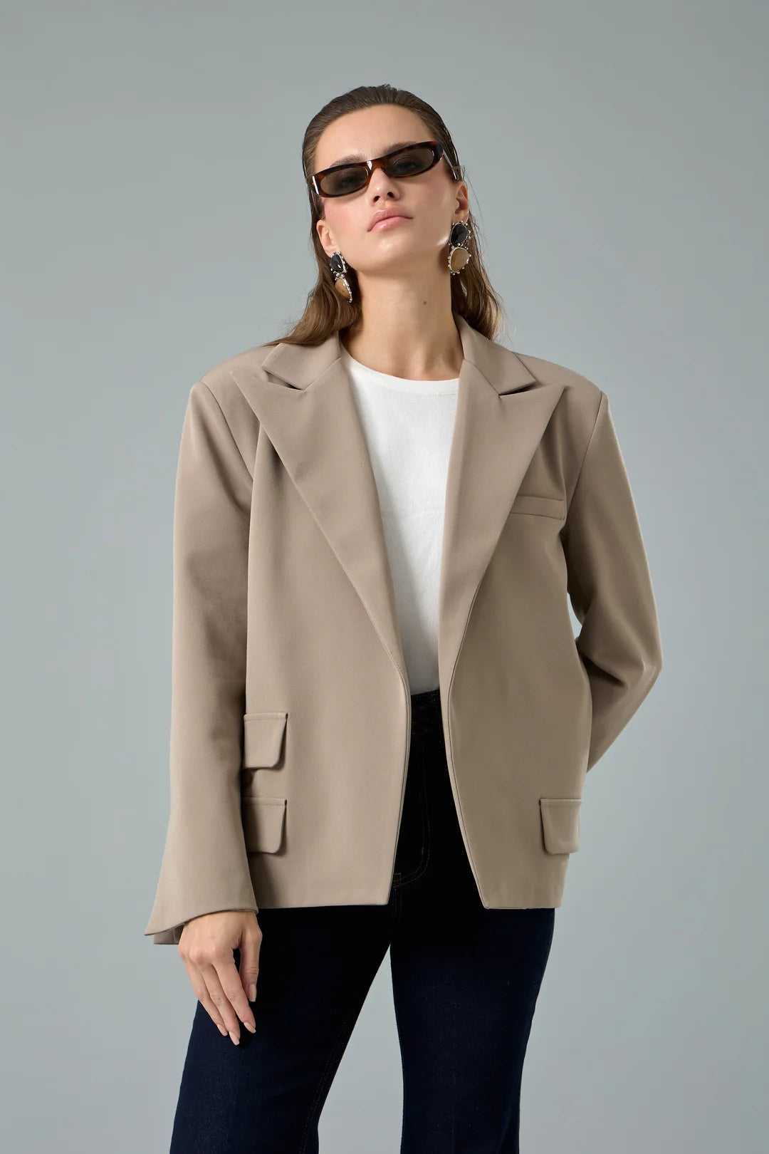 Oversize Çift Yırtmaçlı Ceket