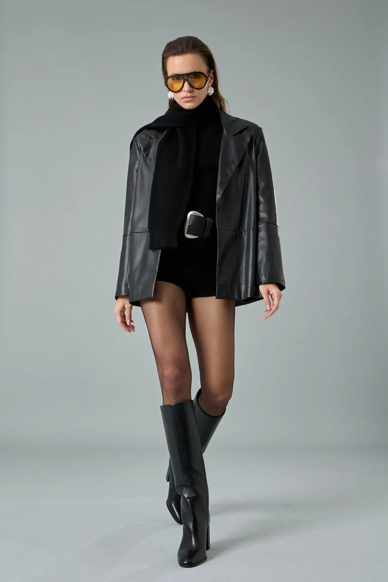 Oversize Deri Blazer Ceket-zoom-
