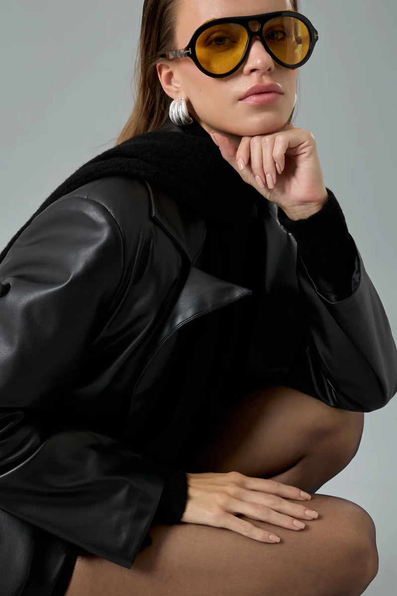 Oversize Deri Blazer Ceket-zoom-