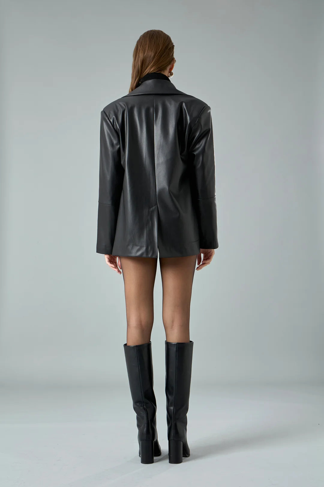 Oversize Deri Blazer Ceket-zoom-5