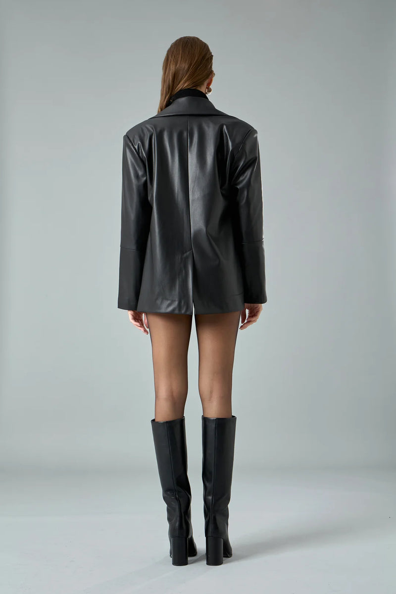 Oversize Deri Blazer Ceket-zoom-