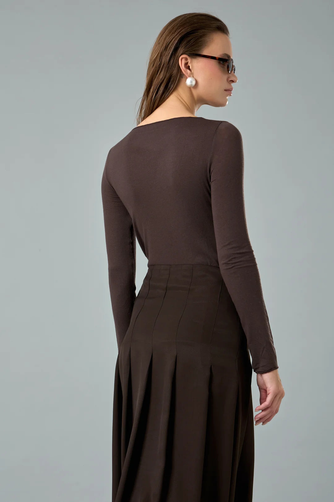 Kayık Yaka Kaşmir / Modal Bluz-zoom-5