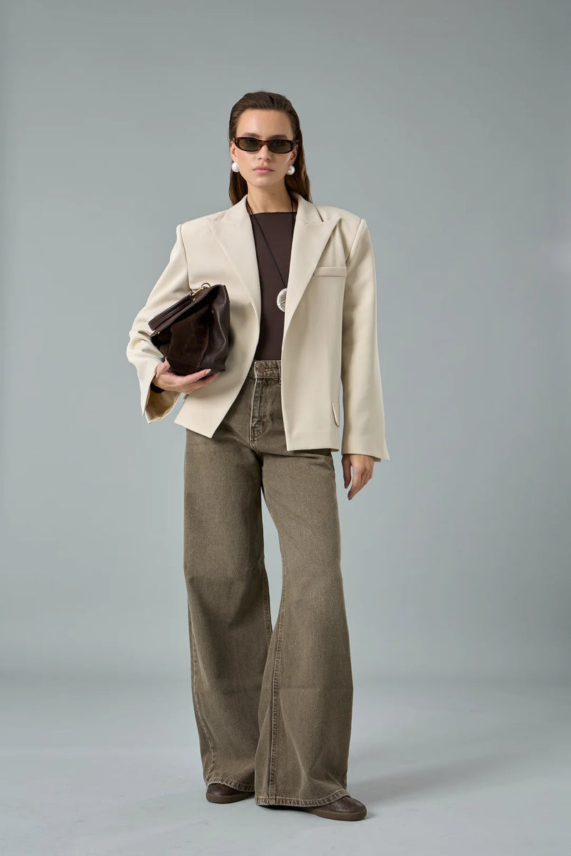 Oversize Çift Yırtmaçlı Ceket-zoom-