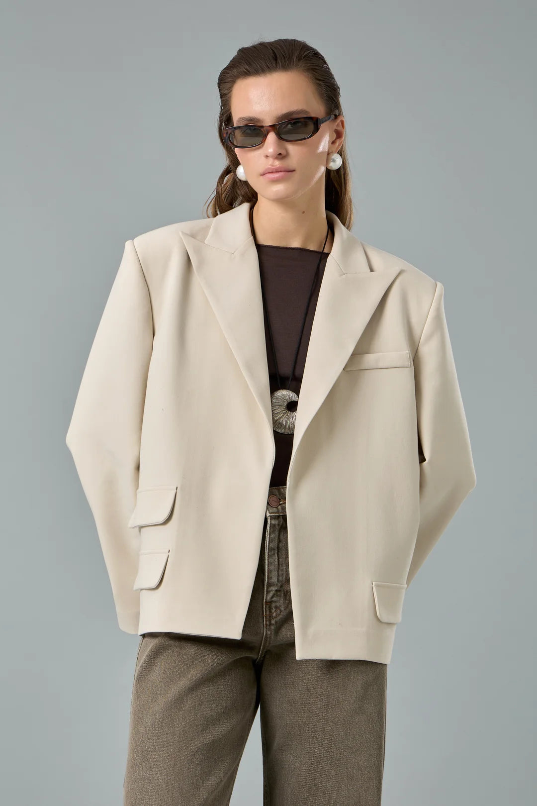 Oversize Çift Yırtmaçlı Ceket