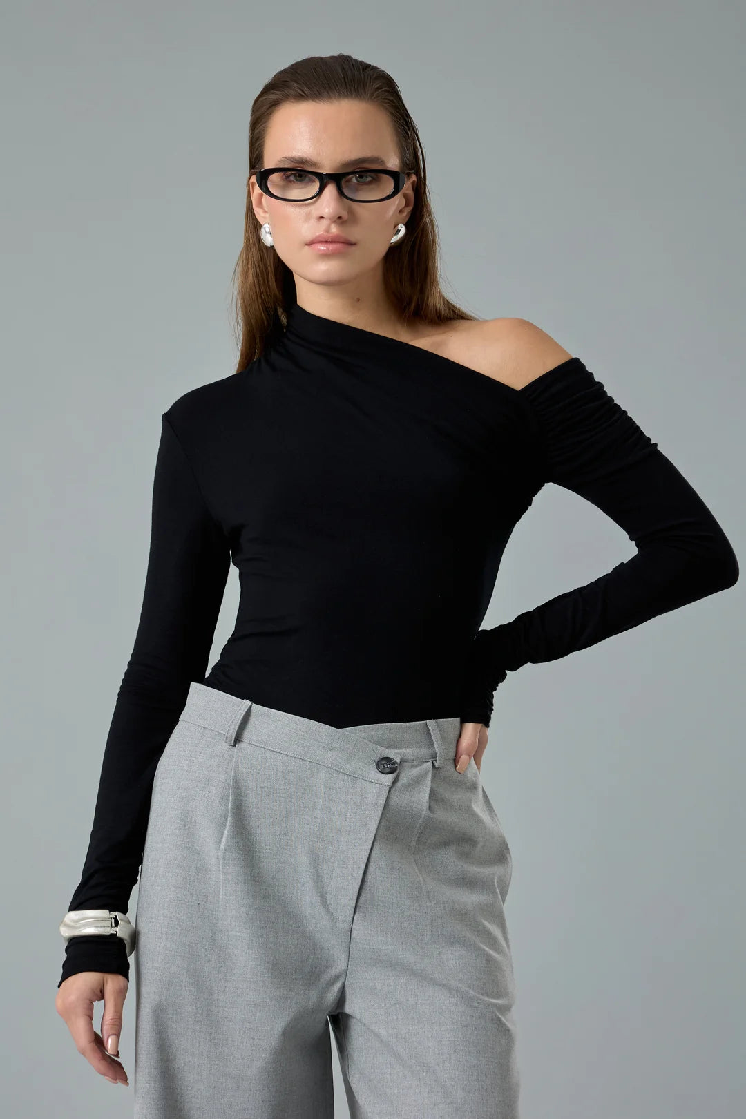 Asimetrik Yaka Bluz-1