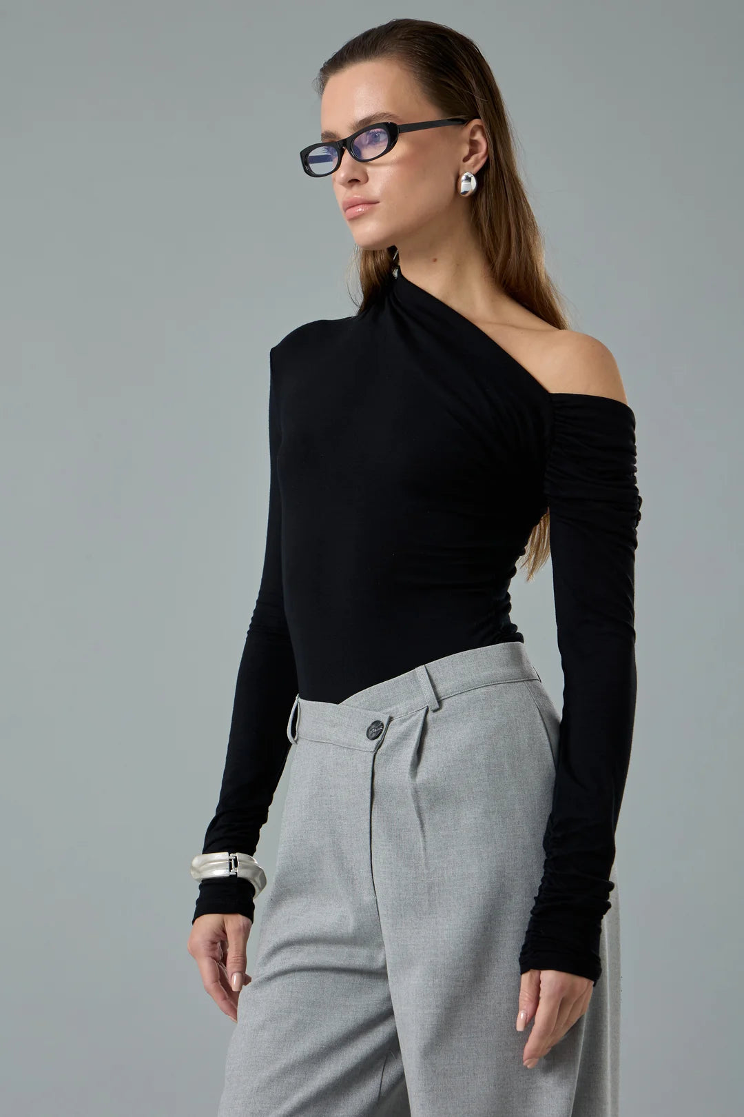 Asimetrik Yaka Bluz-zoom-2