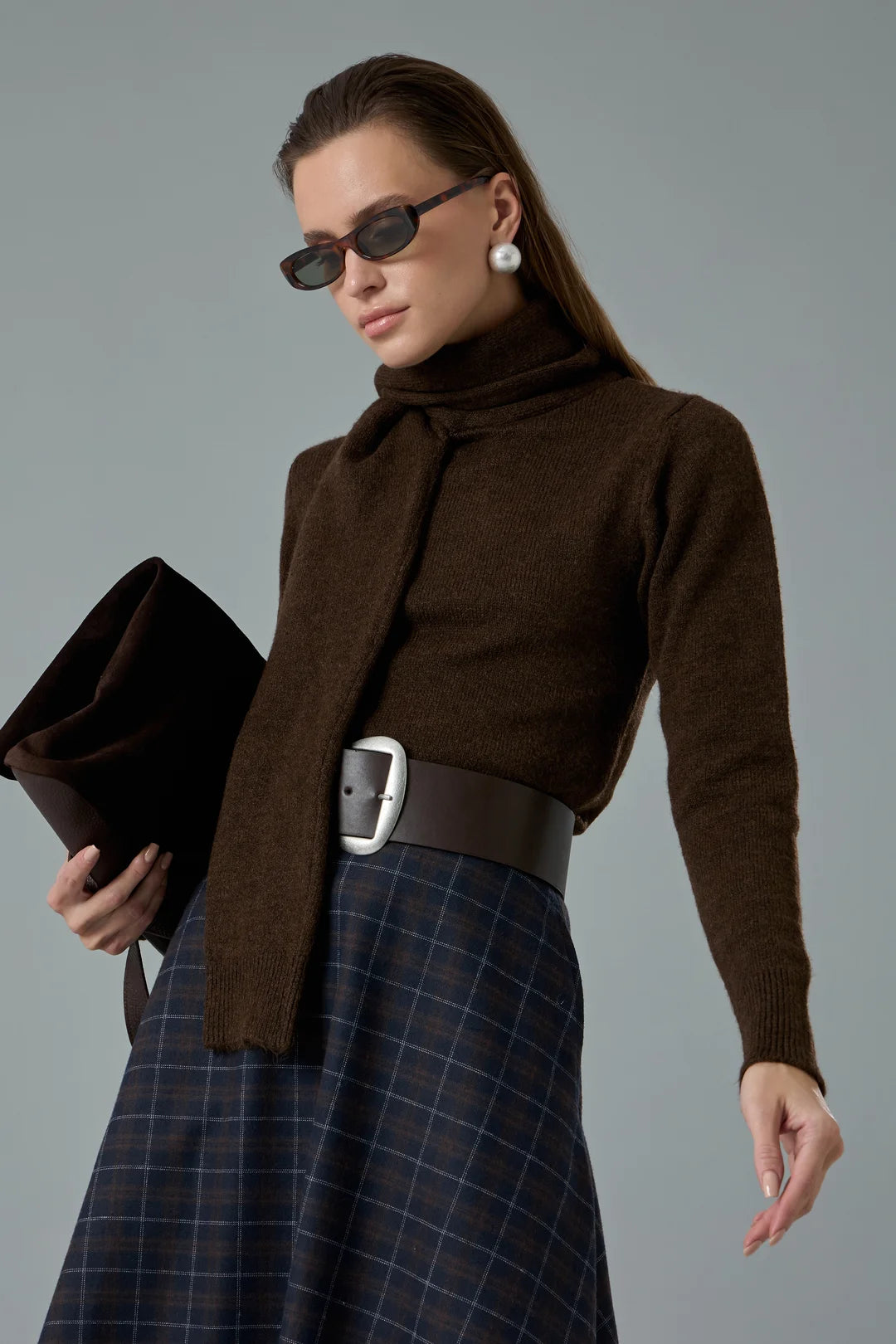 Silver Tokalı Kahverengi Kalın Kemer-zoom-4