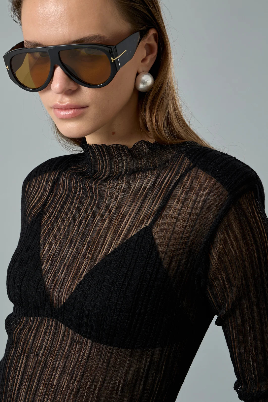 Transparan Vatkalı Bluz