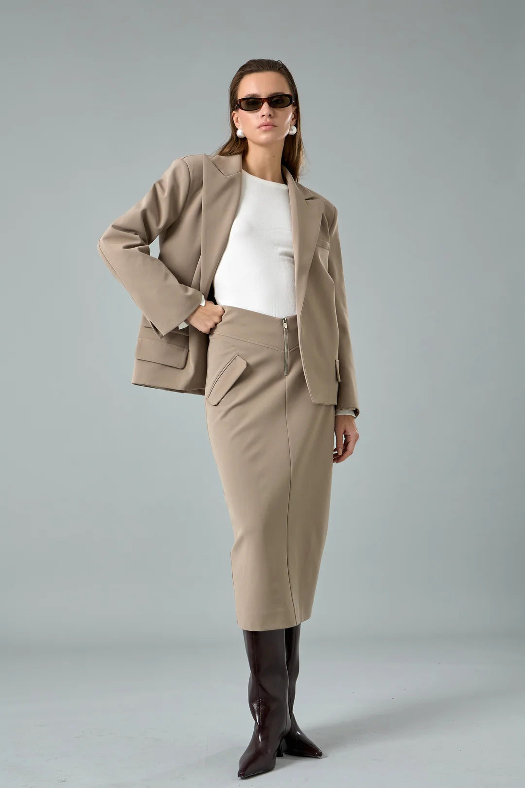 Yırtmaçlı Midi Etek