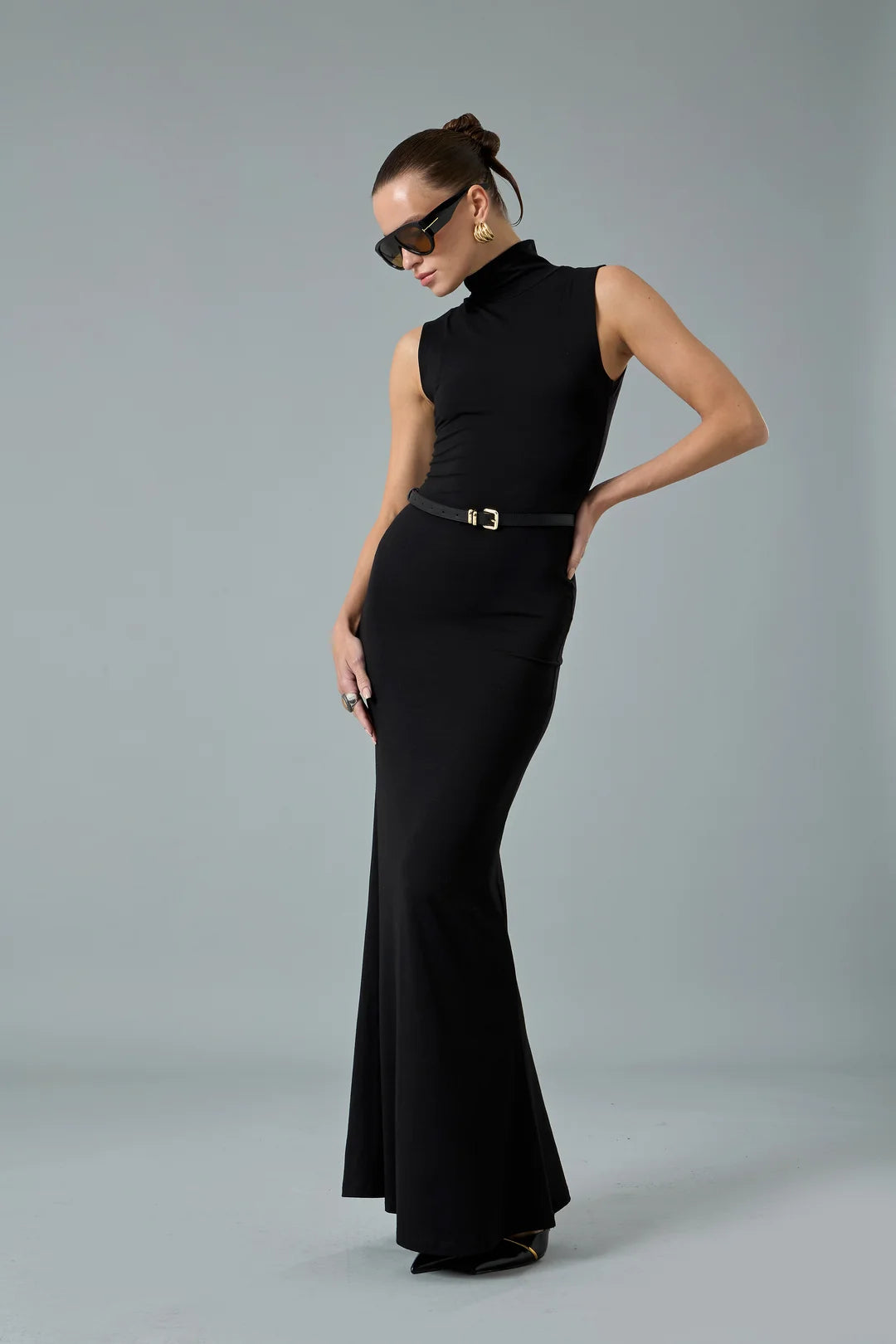 Gold Tokalı Siyah İnce Kemer-zoom-2