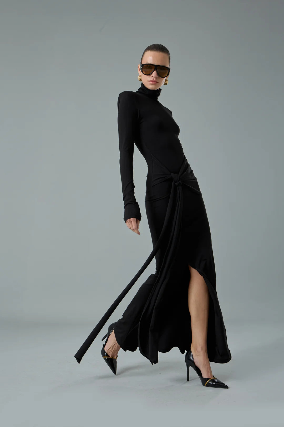 Bağlama Detaylı Vatkalı Elbise