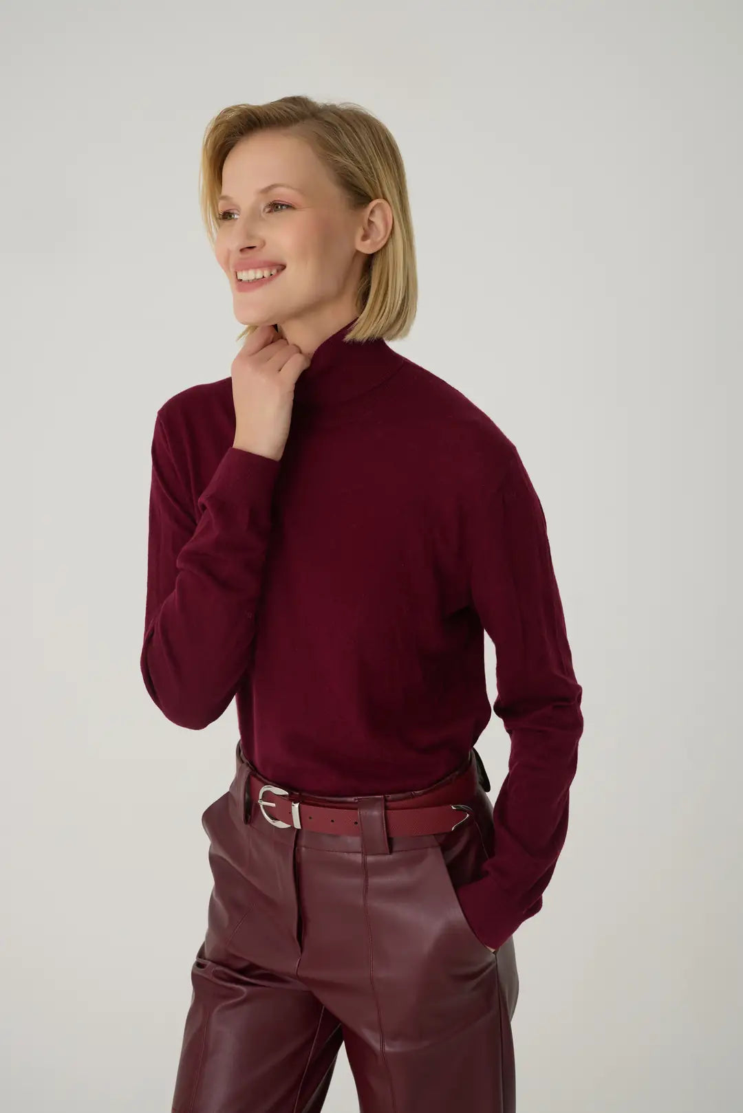 Siena Deri Pantolon Bordo-zoom-4